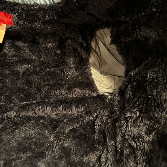 VTG 90s Men’s XL FCUK denim Faux Fur Lined Jacket. Light Wash. Distressed. - Picture 8 of 16